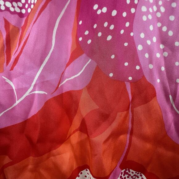 Trina Turk Pink Orange Floral Silk Mini Dress Size S Small Boho Tassle Tie - Picture 12 of 12